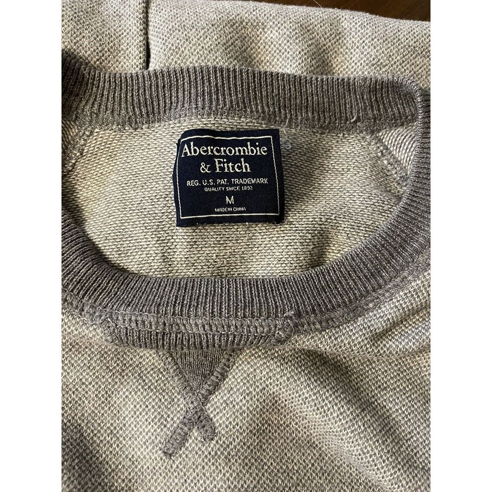 Abercrombie & Fitch Mens Sweater Sz‎ M Cotten Pull Over Light Gray